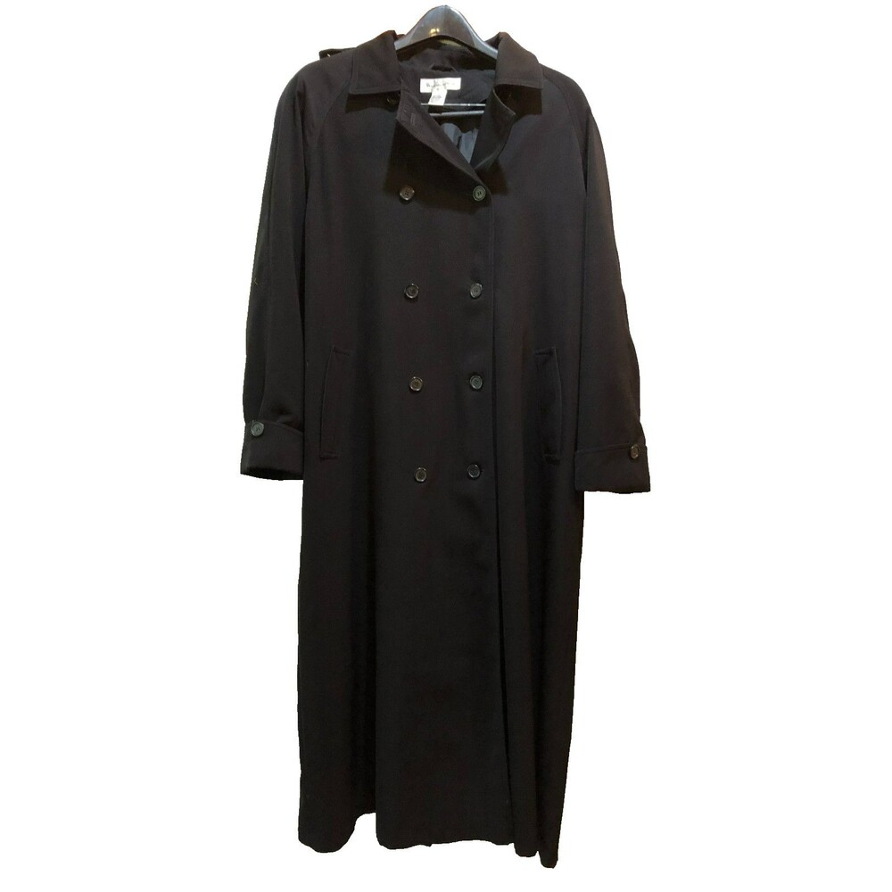 Preston & York Size 16 Black Double-Breasted Long Trench Coat with Hood